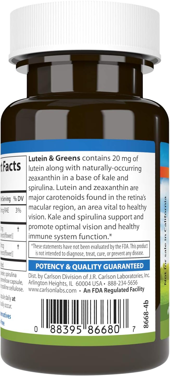 Lutein & Greens , 30 Vegetarian Capsules by Carlson