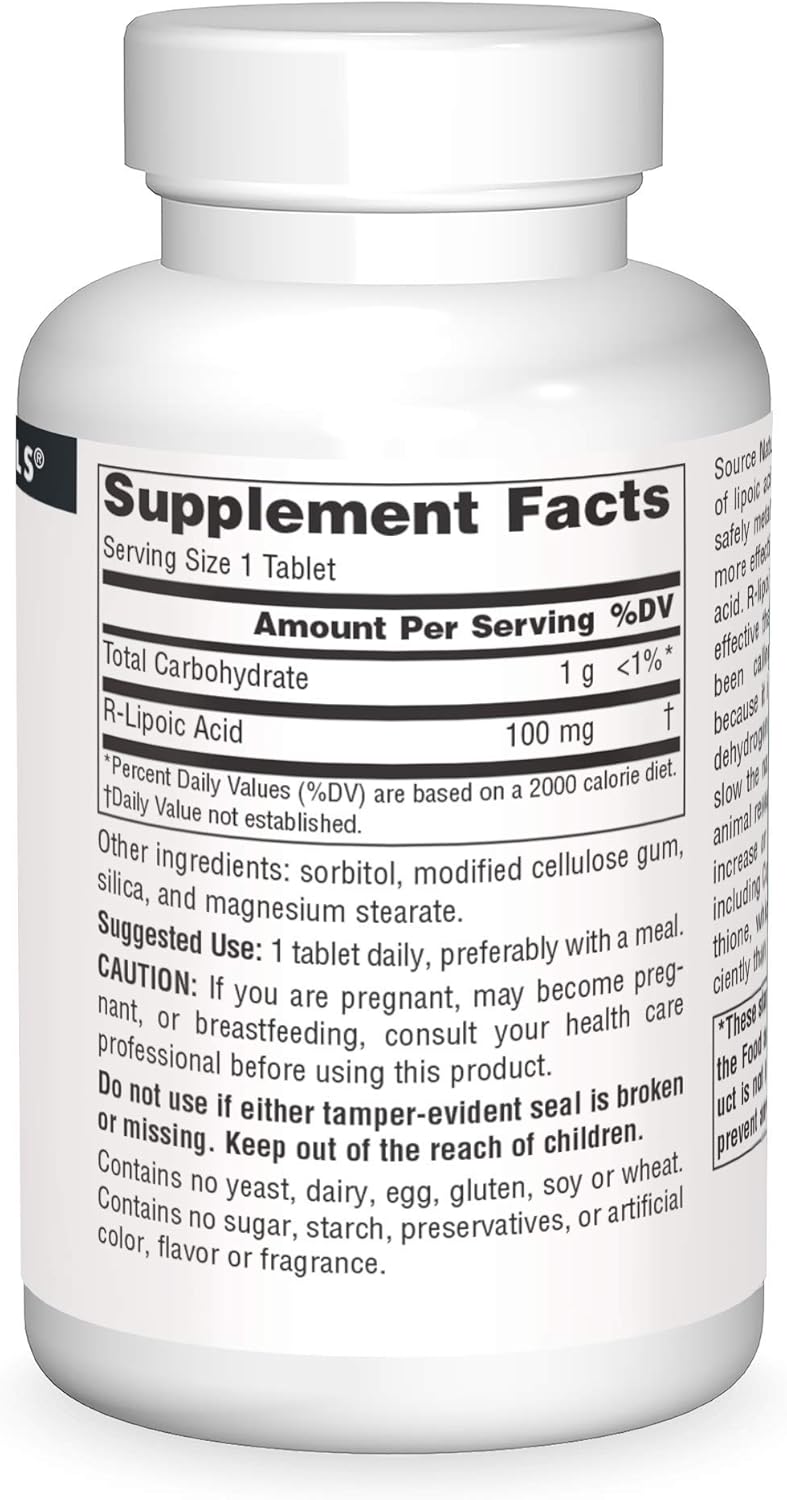 R-Lipoic Acid 100mg, 120 Tablets by Source Naturals