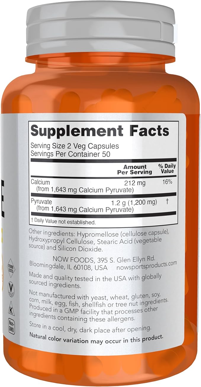 Pyruvate, 600 mg, 100 Veg Capsules by NOW