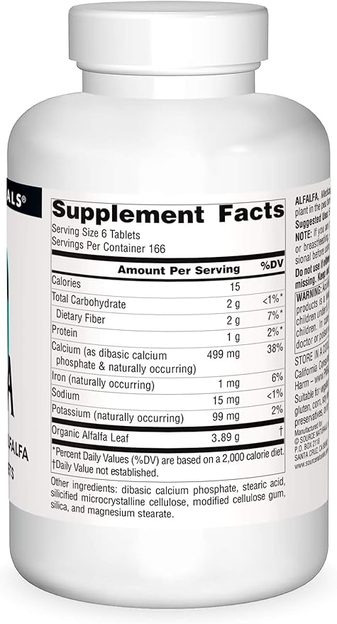 Alfalfa - 1000 Tablets 648 mg by Source Naturals