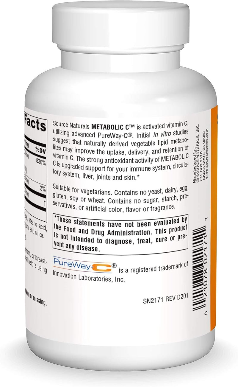 Metabolic C 500 mg 180 Tabs by Source Naturals