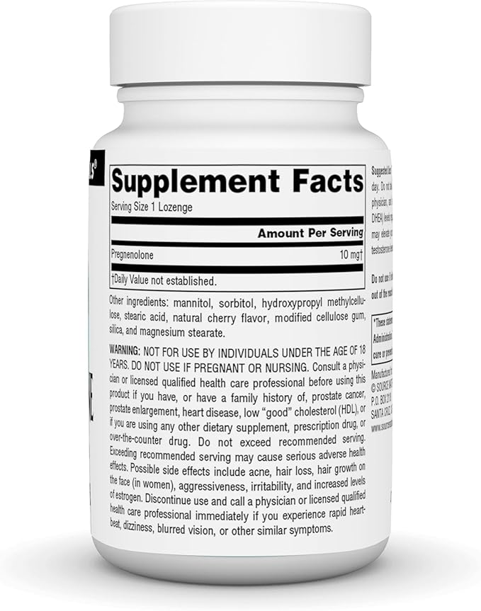 Pregnenolone, Cherry Flavored, 10 mg, 120 Lozenges by Source Naturals