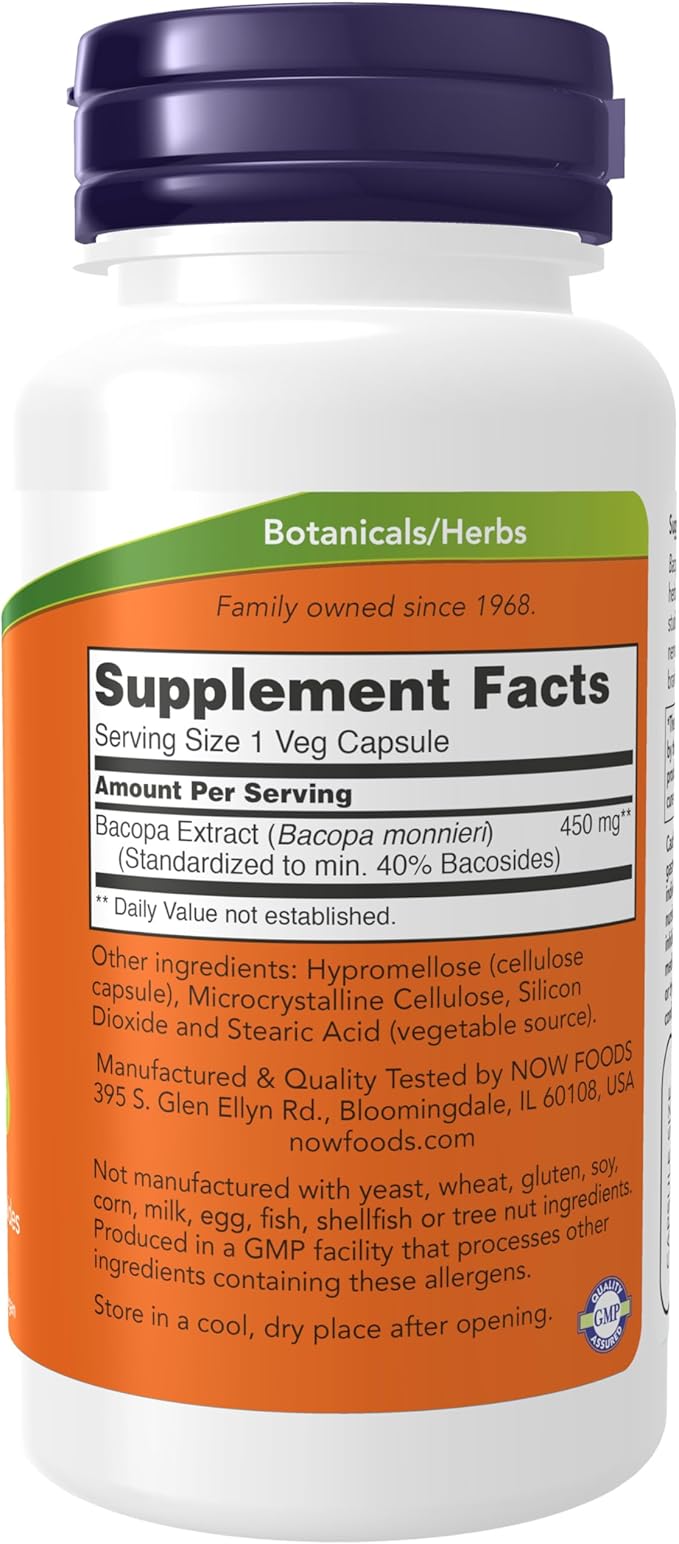 Bacopa Extract 450 mg - 90 Veg Capsules by NOW