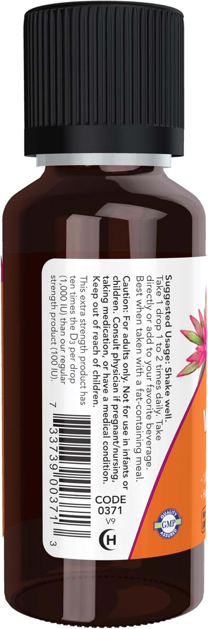 Liquid Vitamin D-3, Extra Strength, 1,000 IU, 1 fl oz (30 ml) by NOW