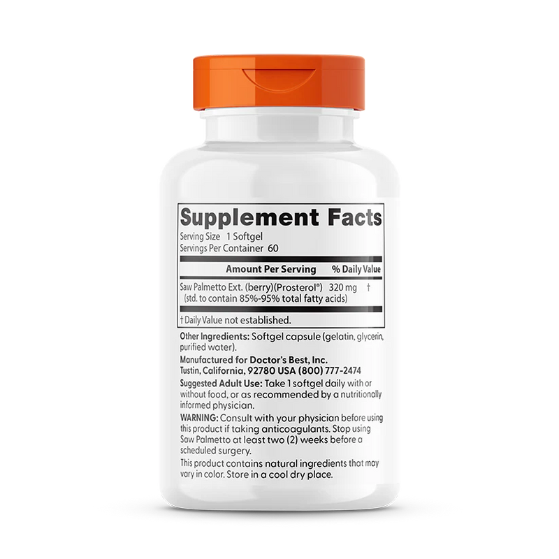 Saw Palmetto Standardized Extract 320 mg 60 Softgels
