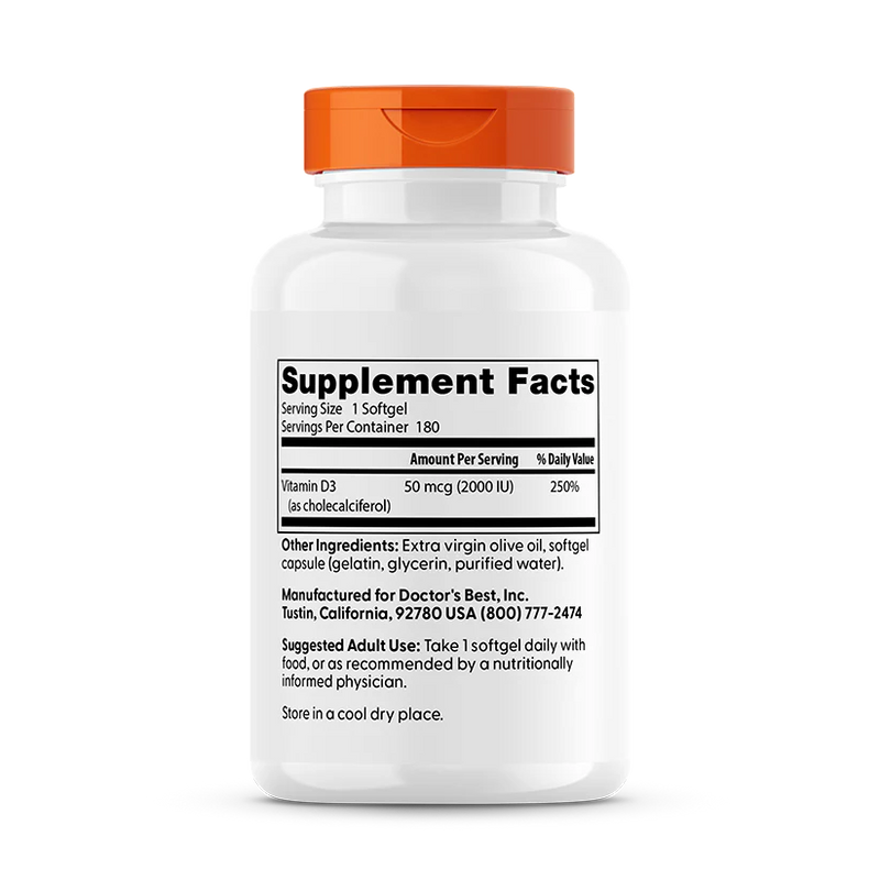 Vitamin D3 50 mcg (2000 IU) 180 Softgels