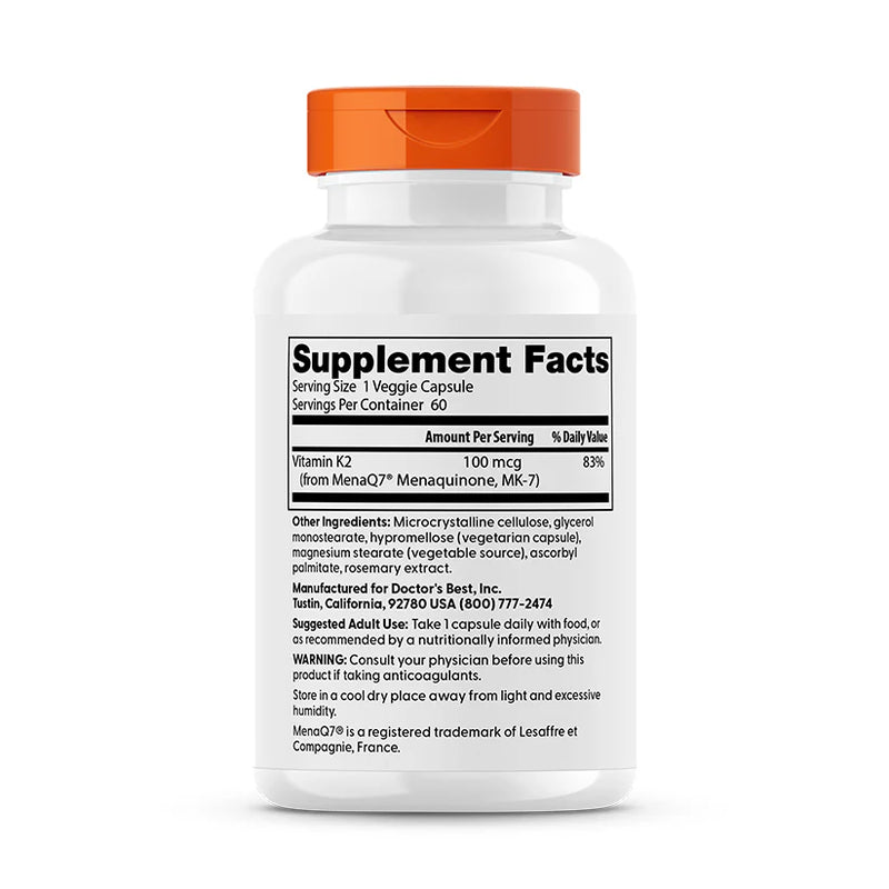Natural Vitamin K2 MK-7 100 mcg 60 Veggie Caps