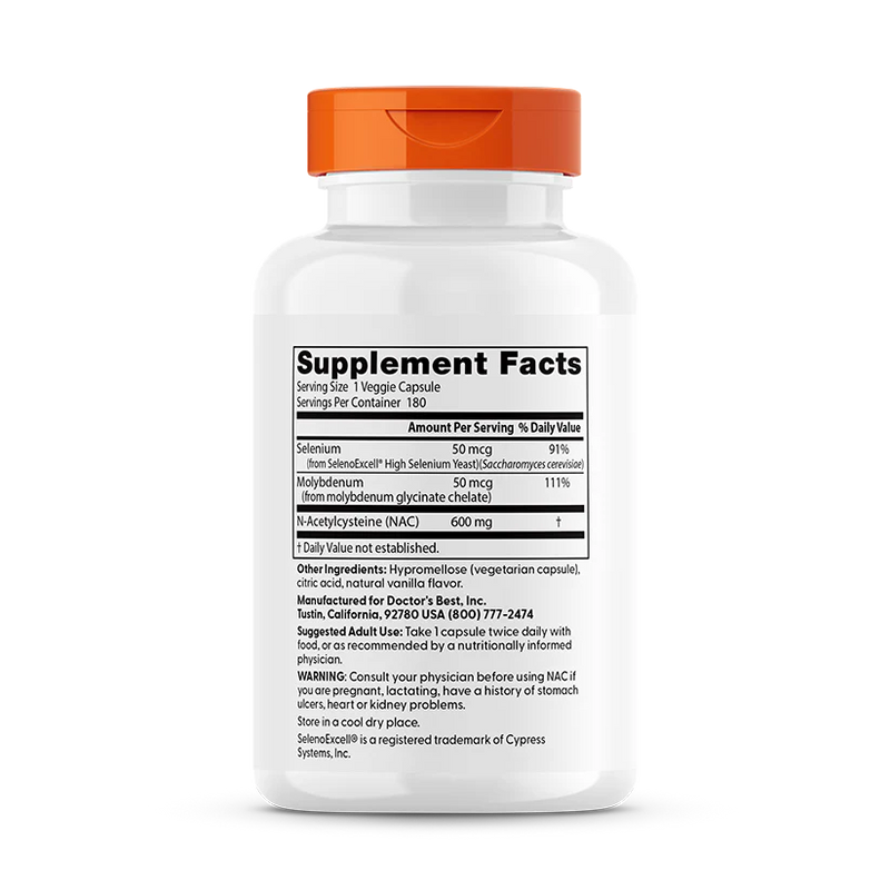 NAC Detox Regulators with Seleno Excell®, 600mg, 180 Veggie Caps, by Doctor&