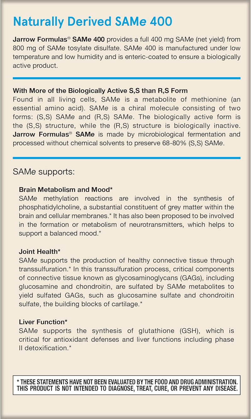 SAMe 400 mg 60 Enteric-Coated Tablets