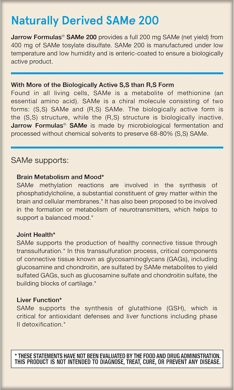 SAMe 200 mg 20 Enteric-Coated Tablets