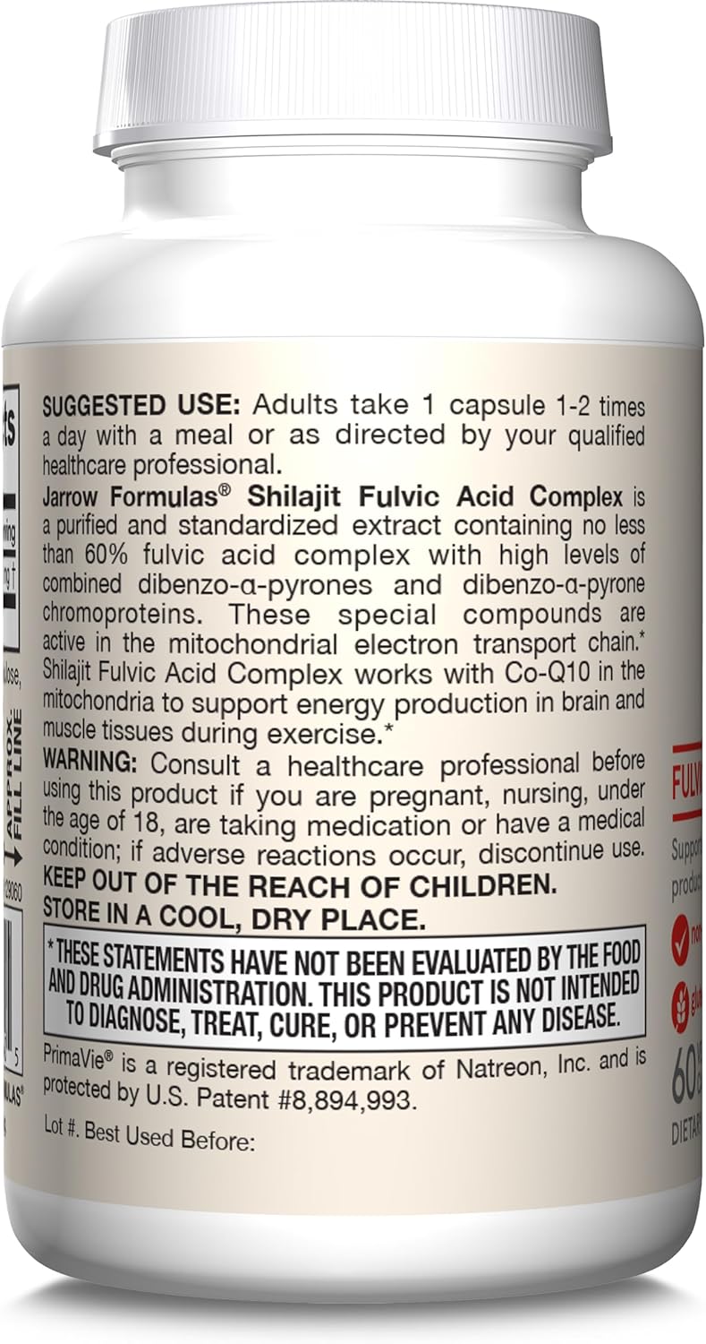 Shilajit Fulvic Acid Complex 250 mg 60 Veggie Caps