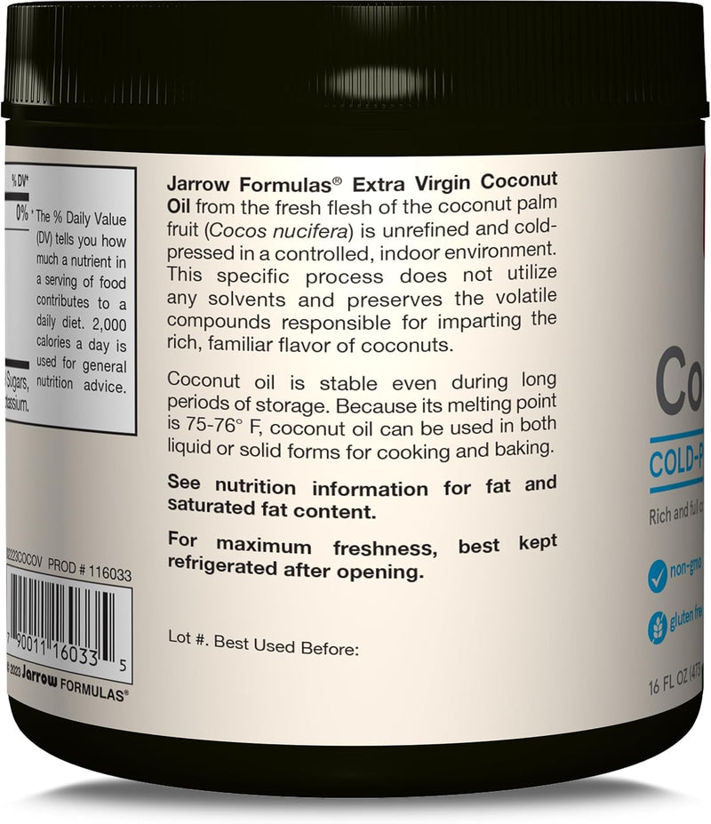 Certified Organic Extra Virgin Coconut Oil 16 oz (454 g)