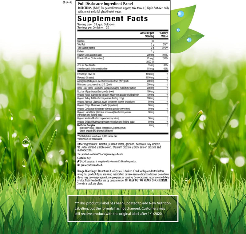 Pure Defense Mushroom-8, Immune Support™, 60 Liquid Soft-Gels by Irwin Naturals