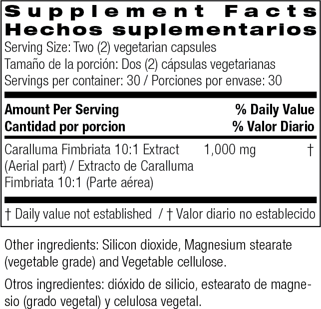 Caralluma 1,000 mg 60 Vegetarian Capsules