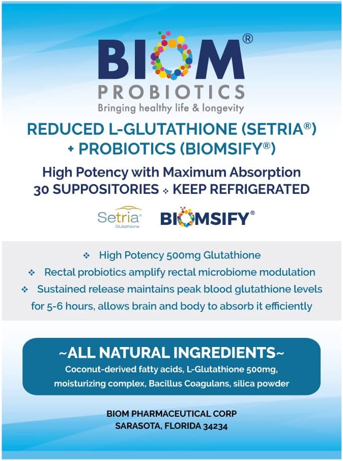 Reduced L-Glutathione + Probiotic Suppository - 30 Count