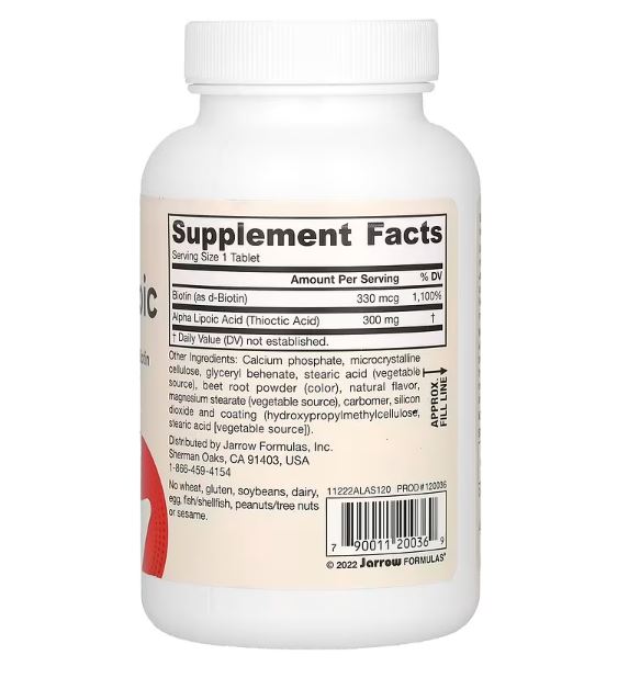 Alpha Lipoic Sustain 300 mg 120 Tablets