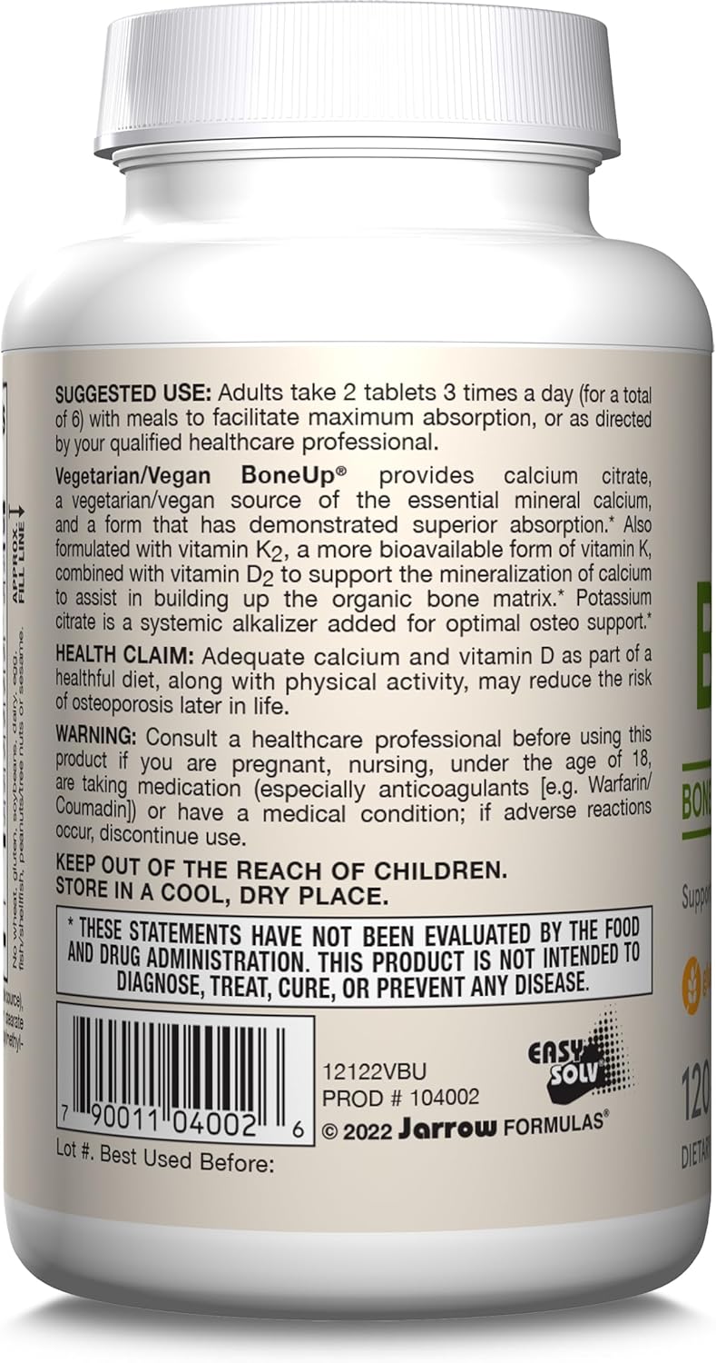 Bone-Up Vegetarian/Vegan Formula with Calcium Citrate 120 Tablets
