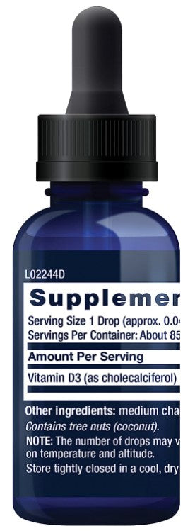 Liquid Vitamin D3, 50 mcg (2,000 IU), 1 fl oz (29.57 ml), by Life Extension