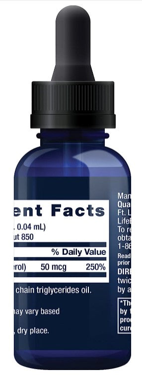 Liquid Vitamin D3, 50 mcg (2,000 IU), 1 fl oz (29.57 ml), by Life Extension