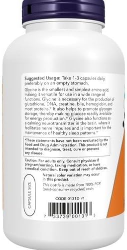 Glycine 1000 mg 250 Veg Caps by NOW