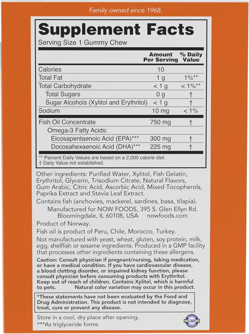 Omega-3 Fish Oil - 36 Gummy Chews Passion Fruit Flavor by NOW