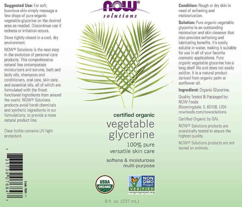 Organic Vegetable Glycerine 8 fl oz (237 ml) by Now Solutions