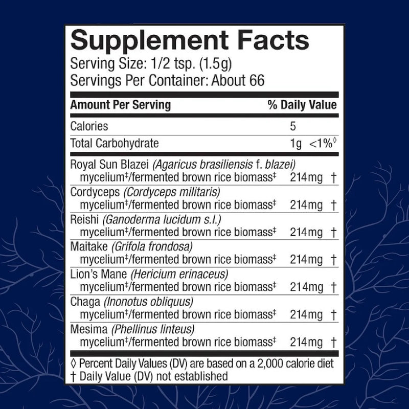 Host Defense Stamets 7 Mushroom Mycelium Powder, 3.5 oz (100g)