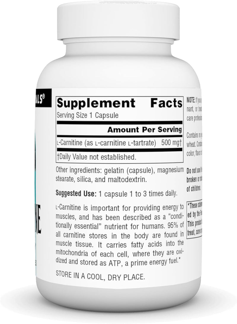 L-Carnitine 500 mg 60 Caps by Source Naturals