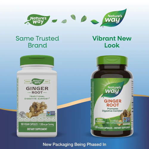 Ginger Root 550 mg 180 Vegetarian Capsules by Nature&