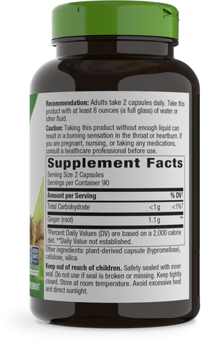 Ginger Root 550 mg 180 Vegetarian Capsules by Nature&