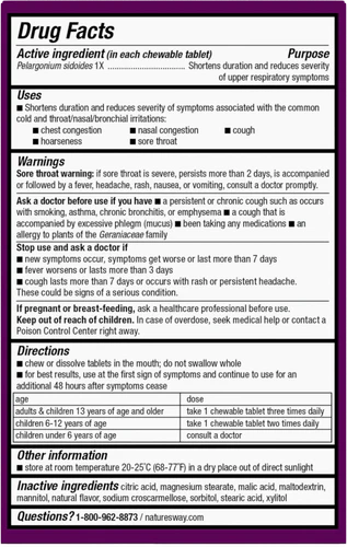 Umcka ColdCare Cherry Flavor 20 Chewable Tablets