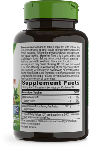 Glucomannan Konjac Root 1,995 mg 100 Vegan Capsules