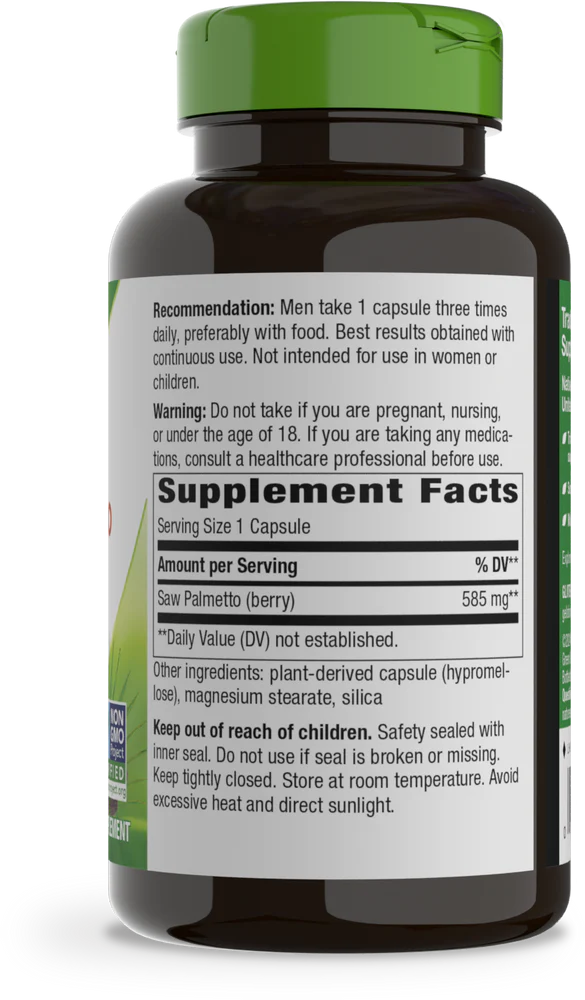 Saw Palmetto Berries 585 mg 180 Vegetarian Capsules by Nature&