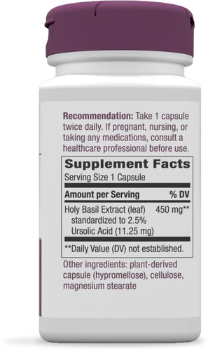 Holy Basil Standardized 60 Vegetarian Capsules