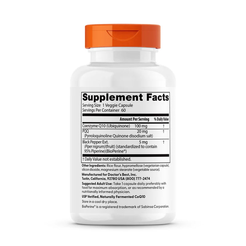 High Absorption CoQ10 Plus PQQ 60 Veggie Caps