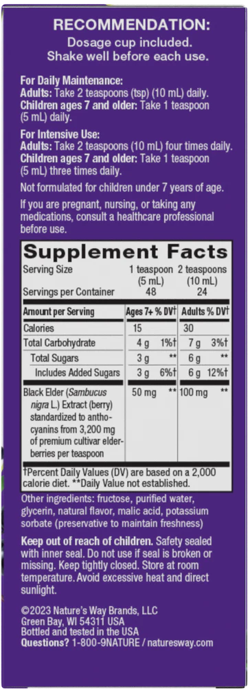 Original Sambucus Elderberry Syrup 240 ml (8 fl oz)
