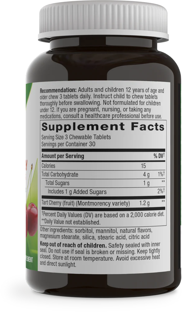 Tart Cherry Ultra Chewable Montmorency Cherry 90 Chewable Tablets by Nature&