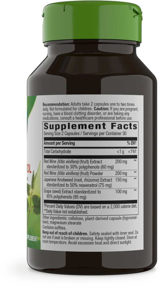 Resveratrol Synergistic Formula 60 Vegetarian Capsules