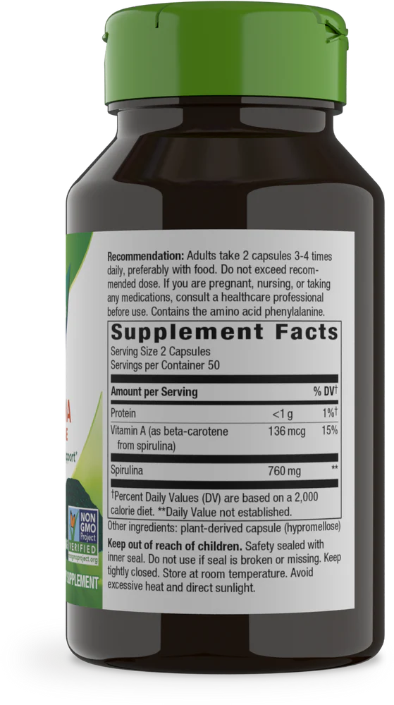 Spirulina Micro-Algae 380 mg 100 Vegetarian Capsules by Nature&