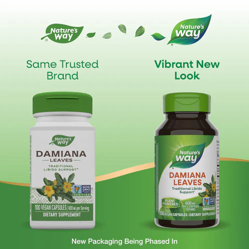 Damiana Leaves 300 mg 100 Vegetarian Capsules