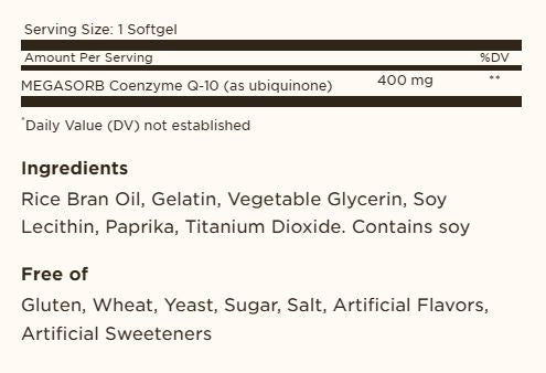 Megasorb CoQ-10 400 mg 60 Softgels