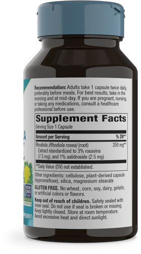Rhodiola Rosea Standardized 60 Veg Capsules