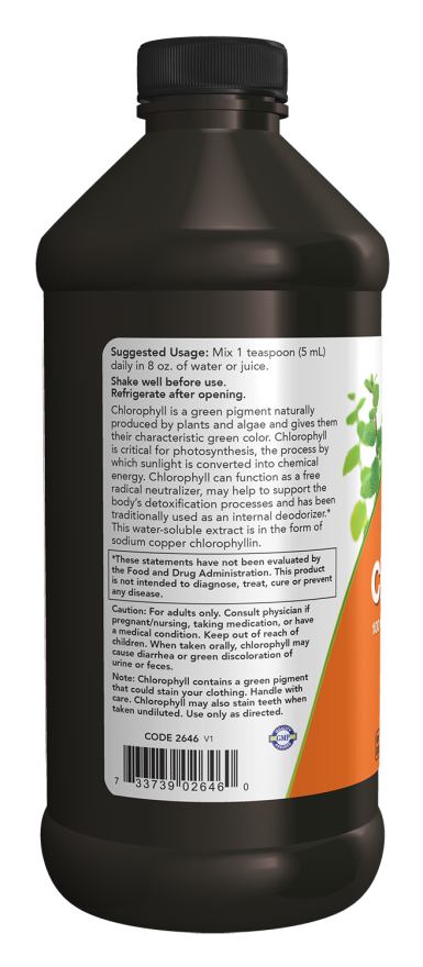 Liquid Chlorophyll Unflavored 16 fl. oz. (473 mL), NOW Foods