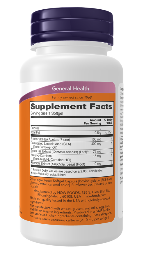 7-KETO LeanGels 100 mg 60 Softgels, NOW Foods