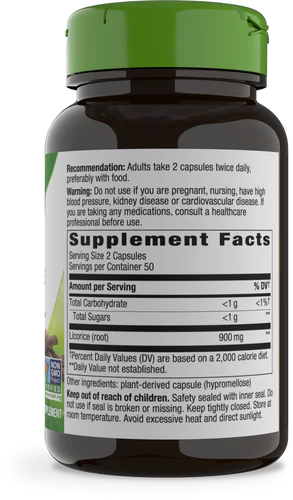 Licorice Root 450 mg 100 Vegetarian Capsules by Nature&