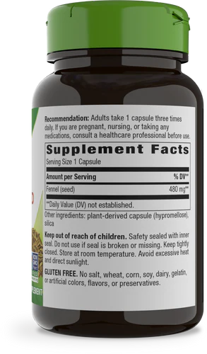 Fennel Seed 480 mg 100 Vegetarian Capsules by Nature&
