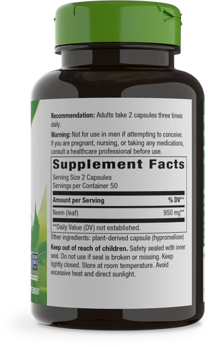 Neem Leaf 475 mg 100 Vegetarian Capsules