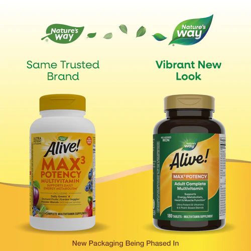 Alive! Max3 Daily Multi-Vitamin Max Potency No Added Iron 180 Tablets