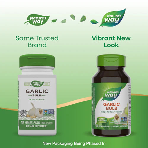 Garlic Bulb 580 mg 100 Vegetarian Capsules by Nature&