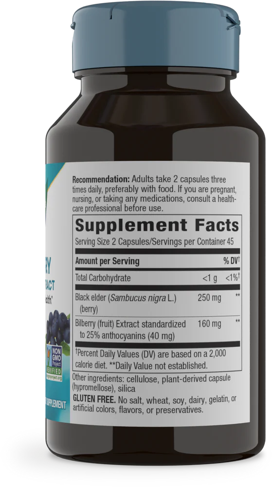 Bilberry Standardized 90 Veg Capsules by Nature&